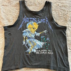 Vintage 1989 Metallica 'Their Money Tips Her Scales Again' tank top shirt